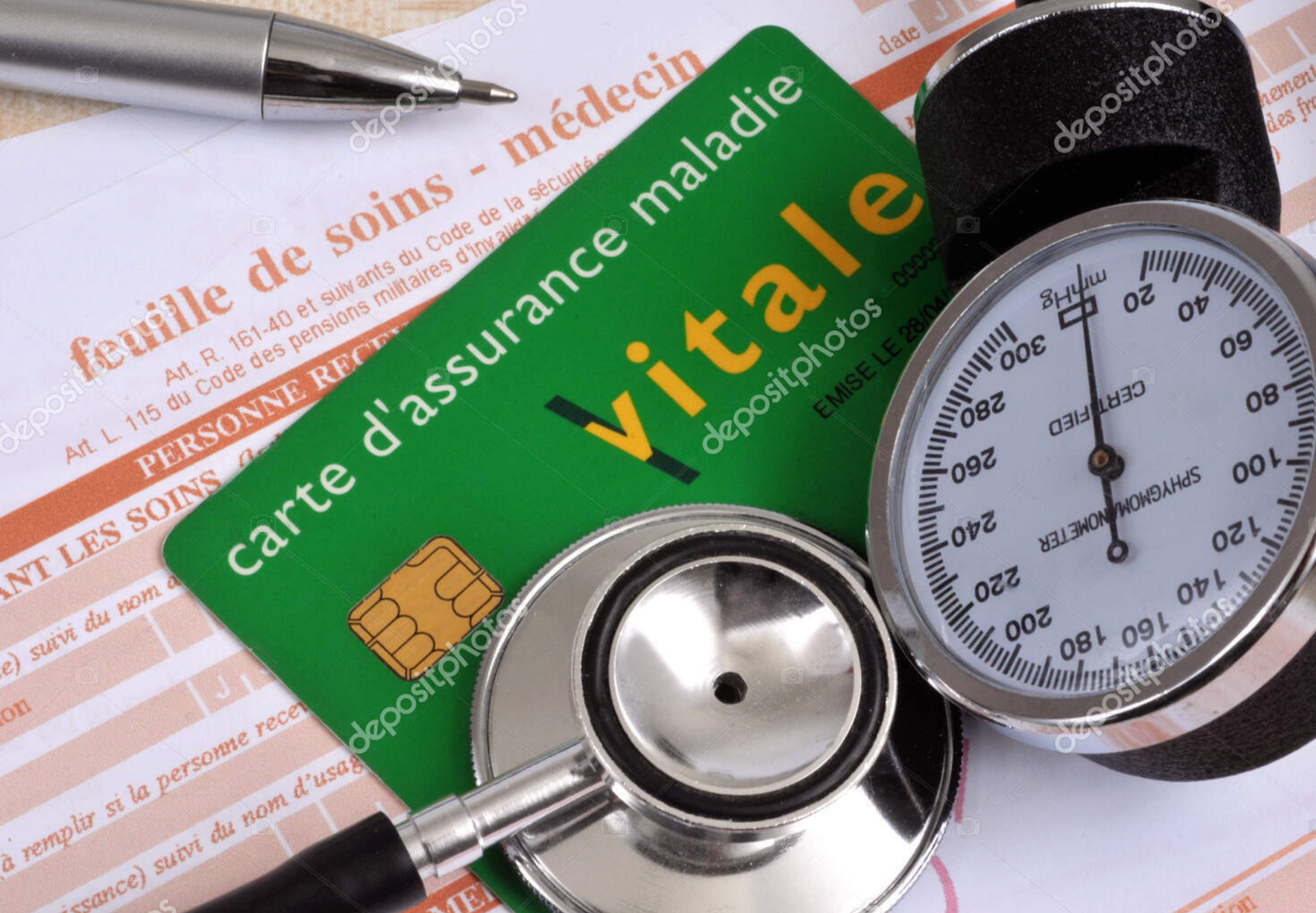 Carte vitale et stéthoscope